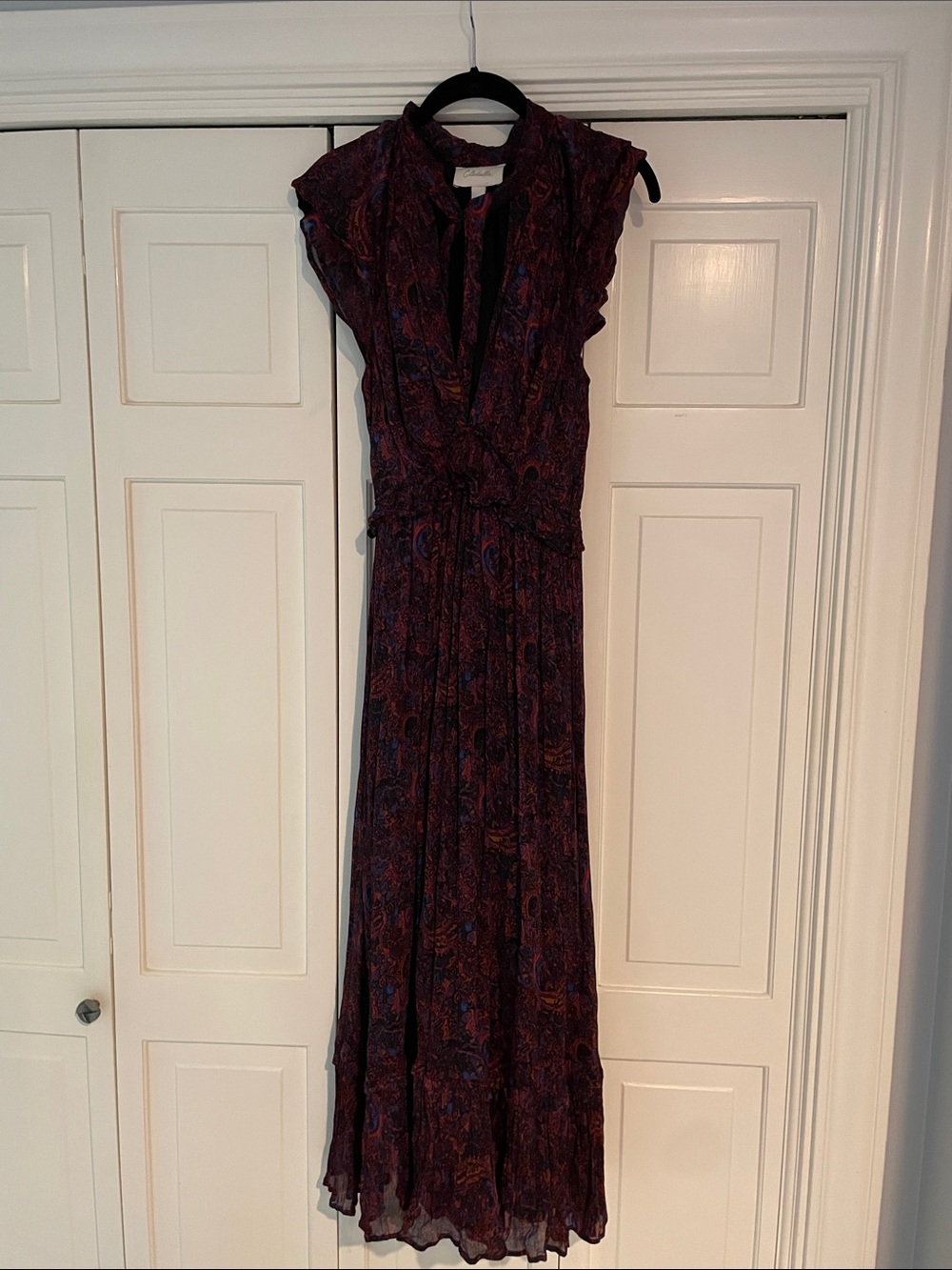 Cleobella Burgundy Paisley Ruffle Maxi Dress